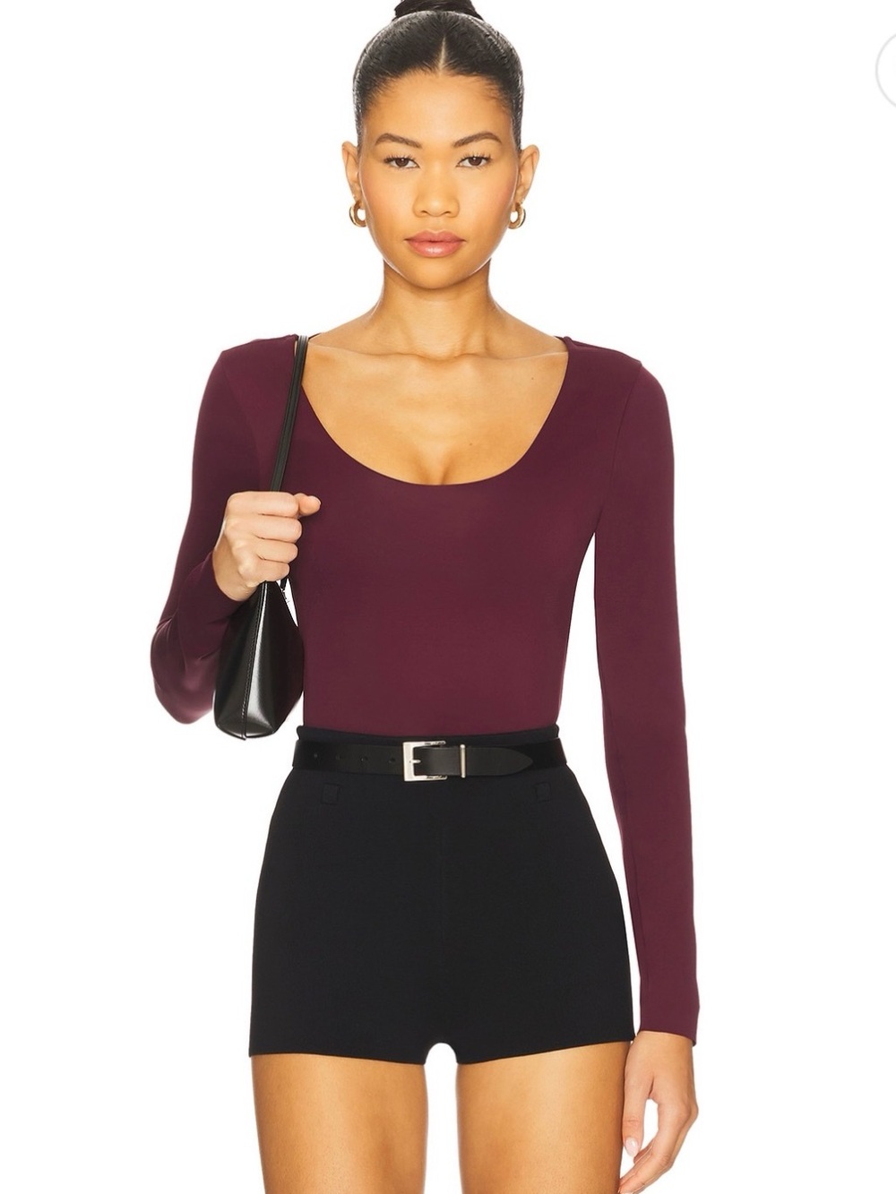 Good American NWT Sculpted Scoop Neck Bodysuit Plum Small Revolve